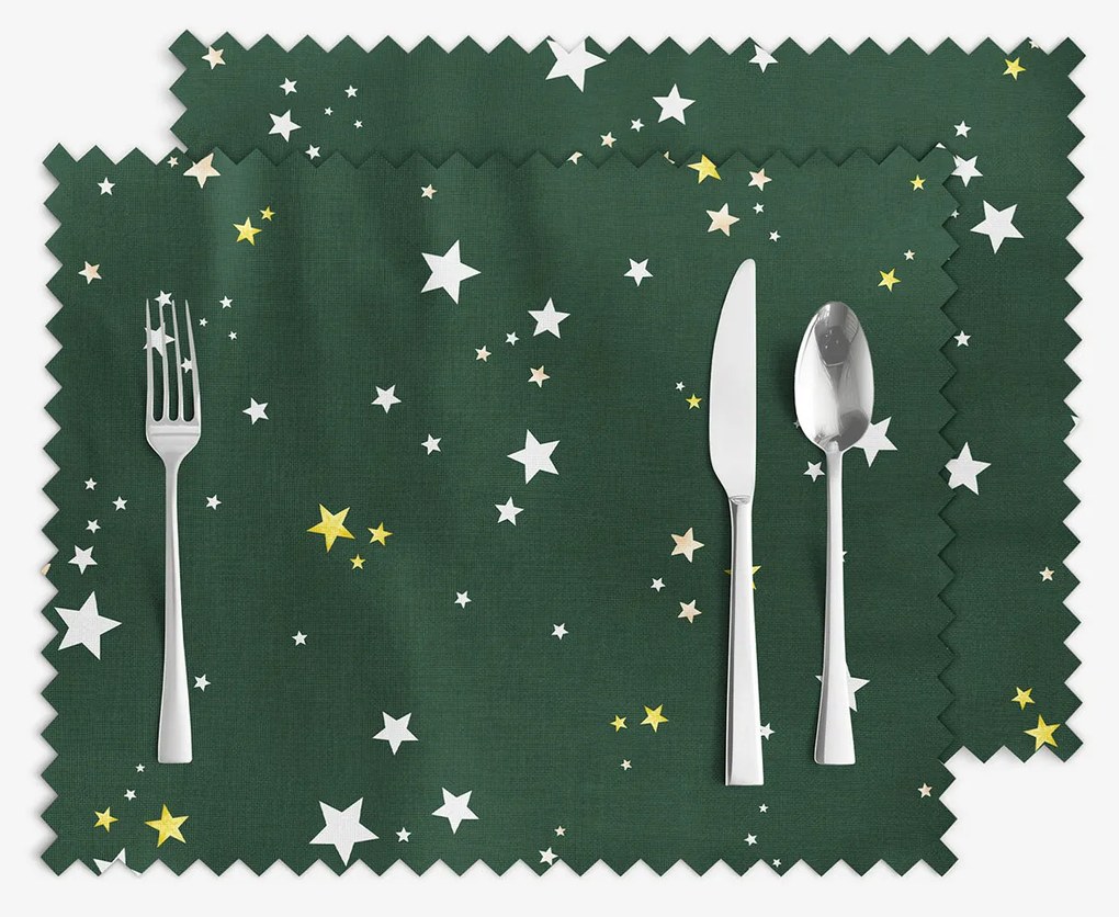 Goldea vianočné prestieranie na stôl teflónové - hviezdičky na zelenej - sada 2ks 30 x 40 cm