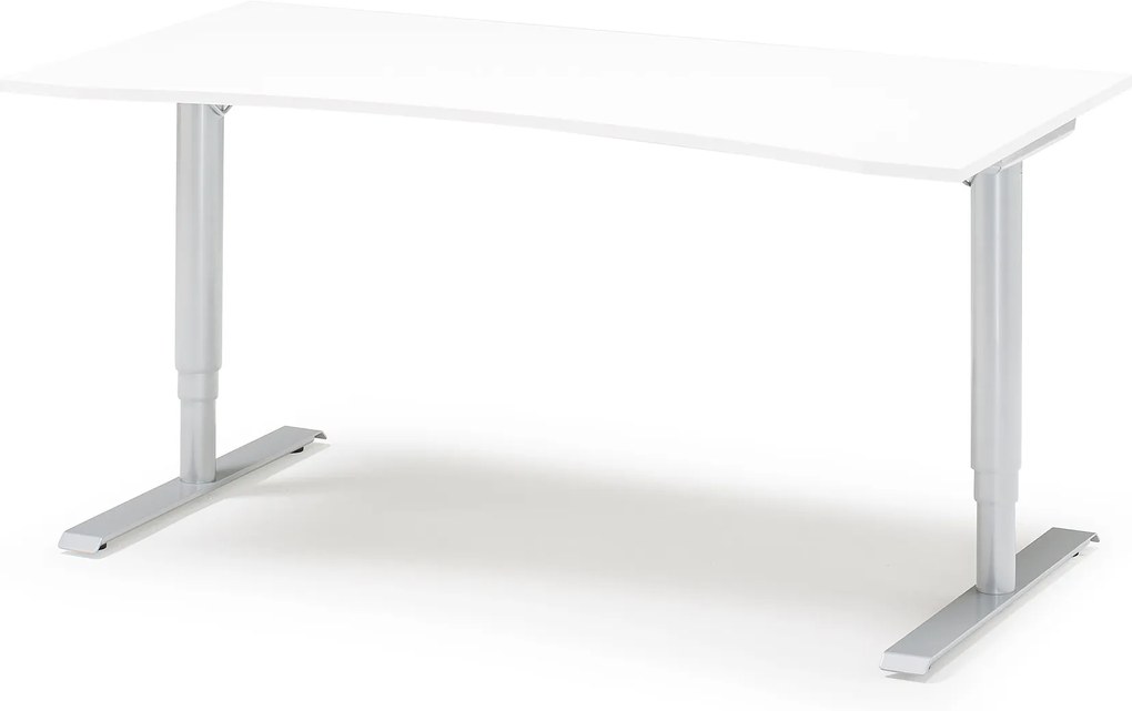 Výškovo nastaviteľný stôl Adeptus, 1600x800 mm, lam. biela/šedá