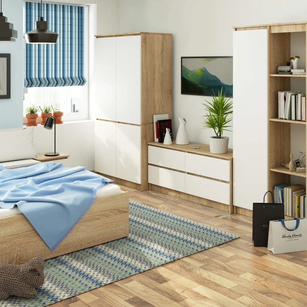 Šatníková skriňa CLP S90/4D dub sonoma/biela