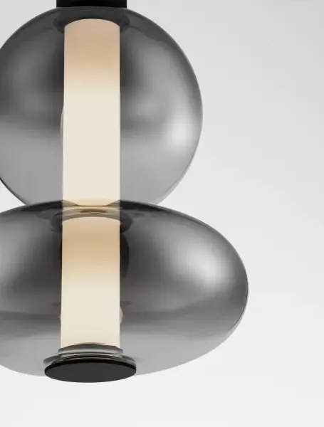 LED stmievateľný čierno-šedý moderný luster Bally