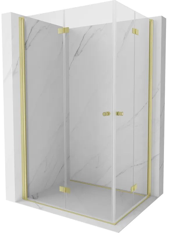Mexen Mist-F Duo, skladací sprchový kút 85 x 75 cm, číre sklo, zlatý matný profil, 8A6-085L-075P-55-00