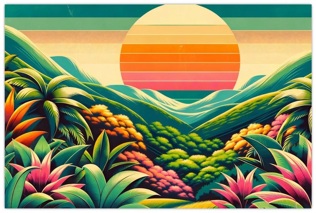 Obraz - Pestrofarebný západ slnka (90x60 cm)