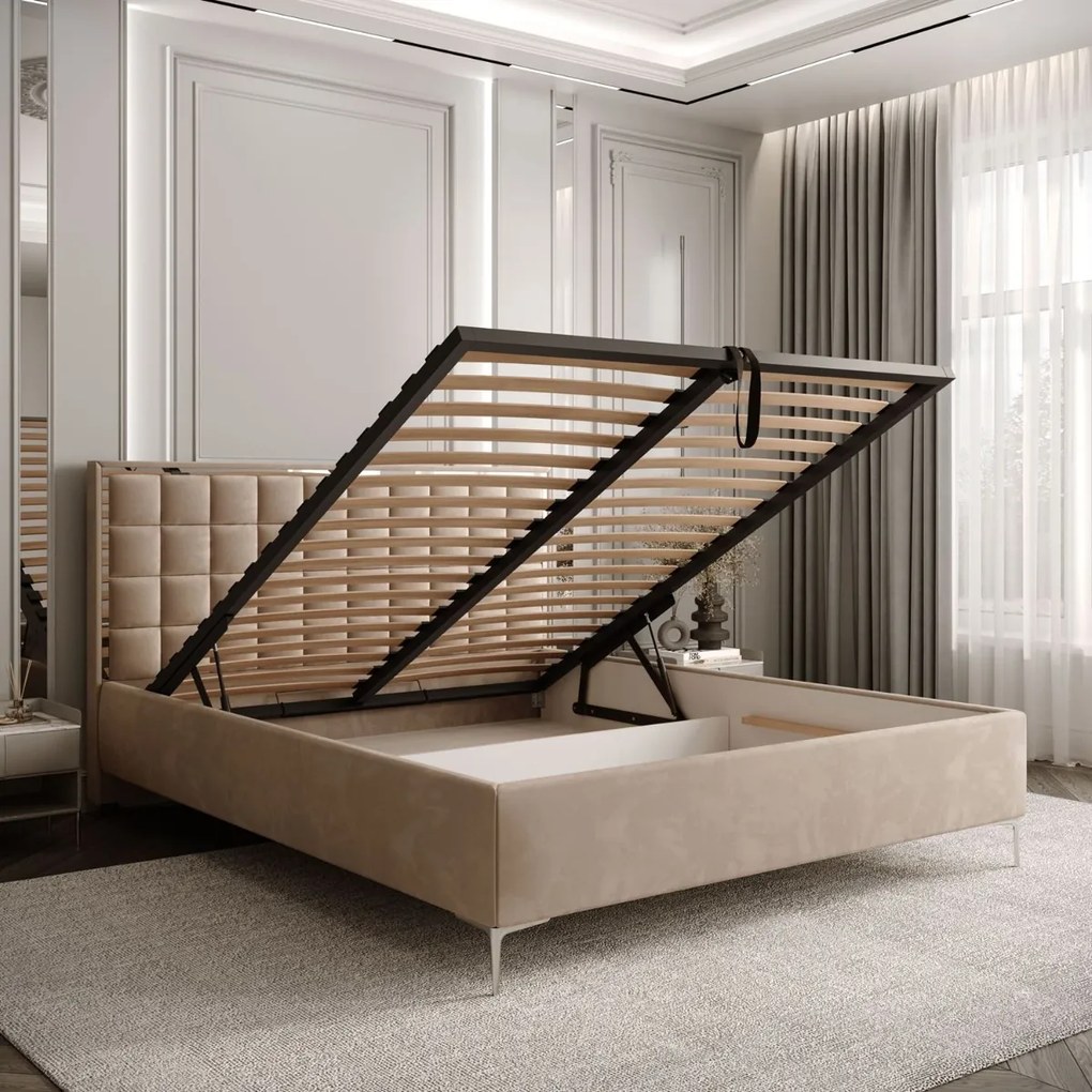 ČALÚNENÁ POSTEĽ NOEMI SILVER 180x200 S ROŠTOM ROYAL VELVET 170