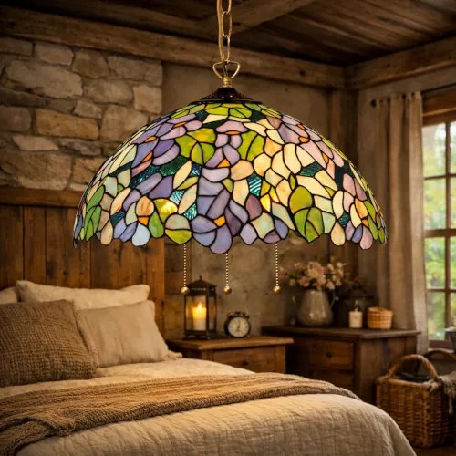 Luster do obývačky Tiffany Premium AMAZONIT Ø50 3*E27