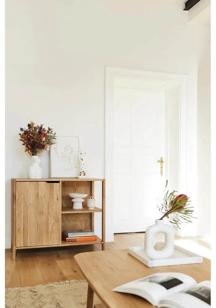 Skrinka z dubového dreva v prírodnej farbe 95x80 cm Twig – The Beds