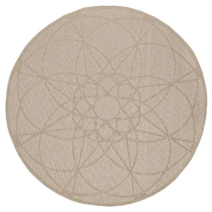 Béžový vonkajší koberec Floorita Tondo Ecru, ⌀ 194 cm