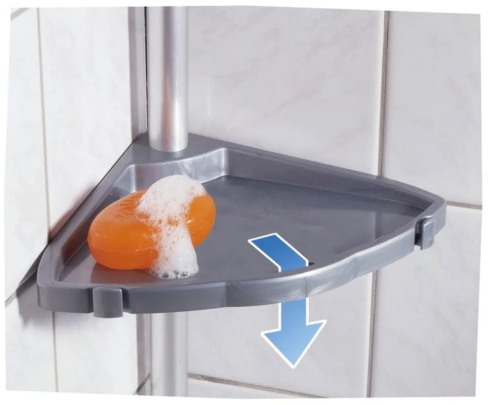 Sivá teleskopická nástenná polička do kúpeľne Wenko Easy