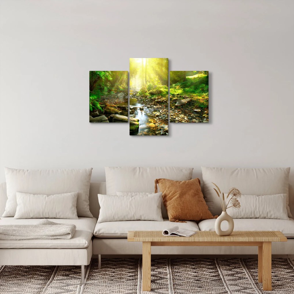 Obraz rieky v zelenom lese (90x60 cm)