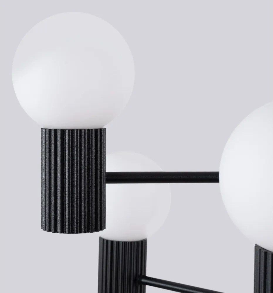 Čierne závesné svietidlo so skleneným tienidlom Orbital – Sollux