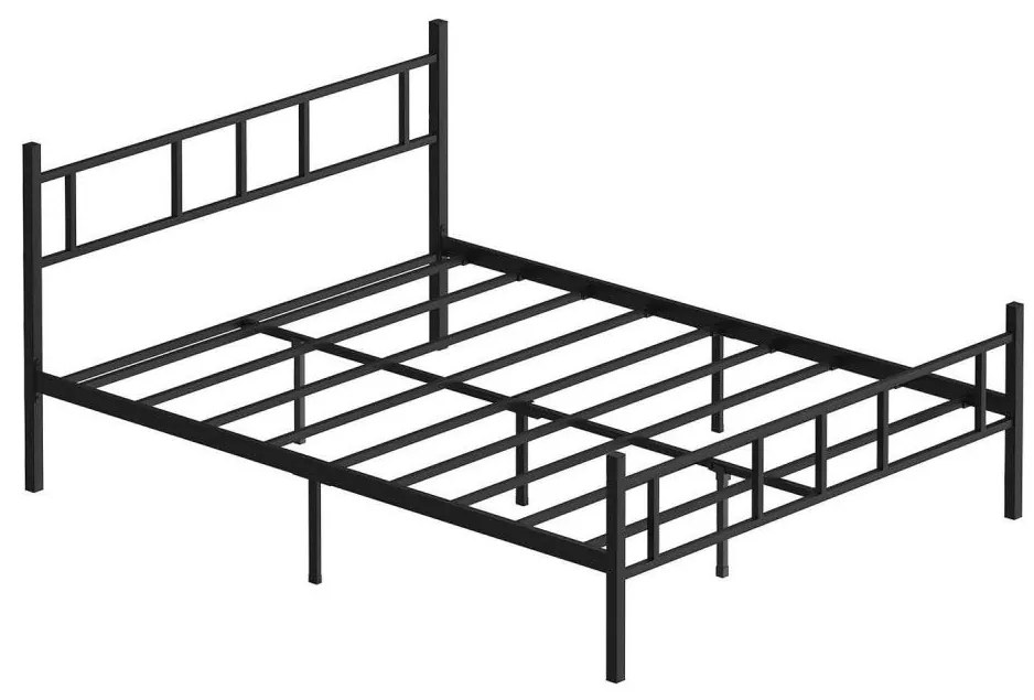 Kovová dvojlôžková posteľ PIRON 160x200 cm, čierna, nosnosť 200 kg