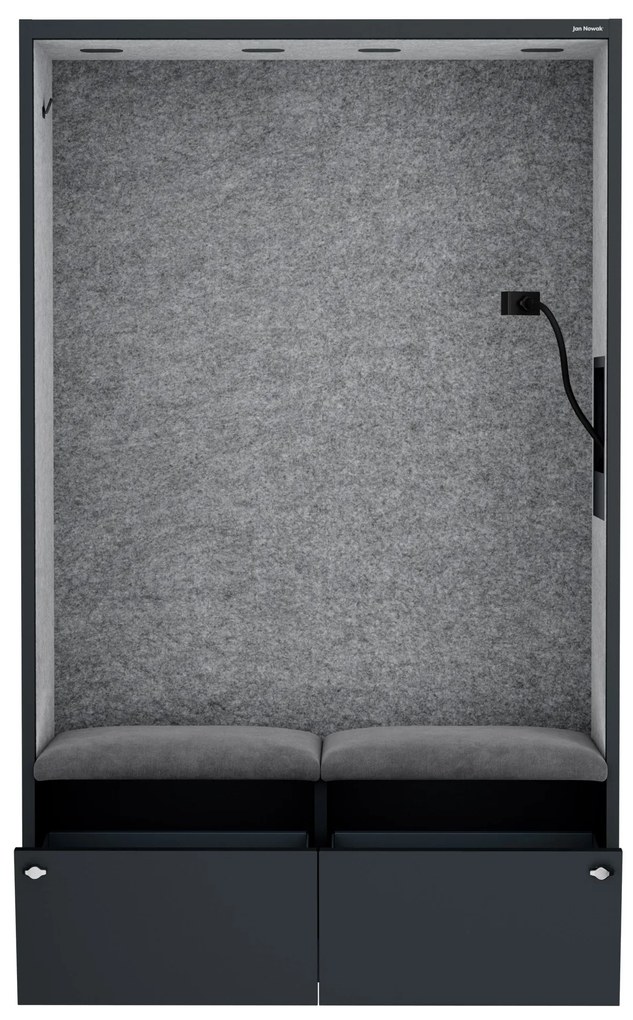 Akustická kabína SALLY MentalBox 1150 mm – antracitový korpus, sivé sedadlo