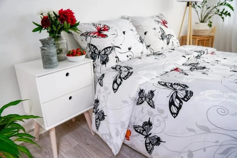 Stanex Luxusné obliečky Motýľ biely Krep 140x200/70x90 cm