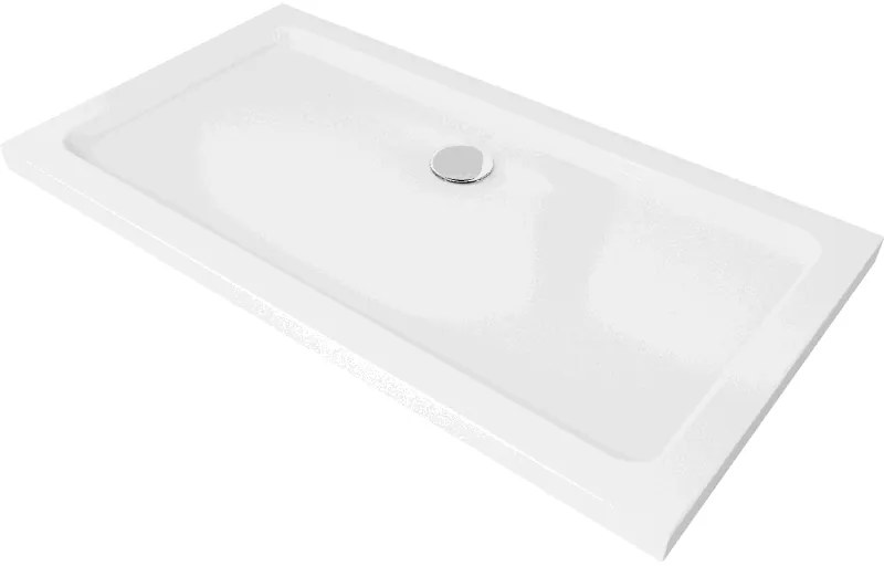 Mexen SLIM - Obdĺžniková sprchová vanička 130x70x5cm + chrómový sifón, biela, 40107013