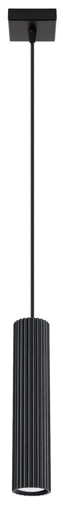 Závesné svietidlo Karbon, 1x čierne kovové tienidlo