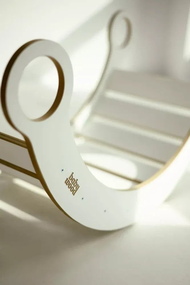 Montessori drevená hojdačka biela L Čierna