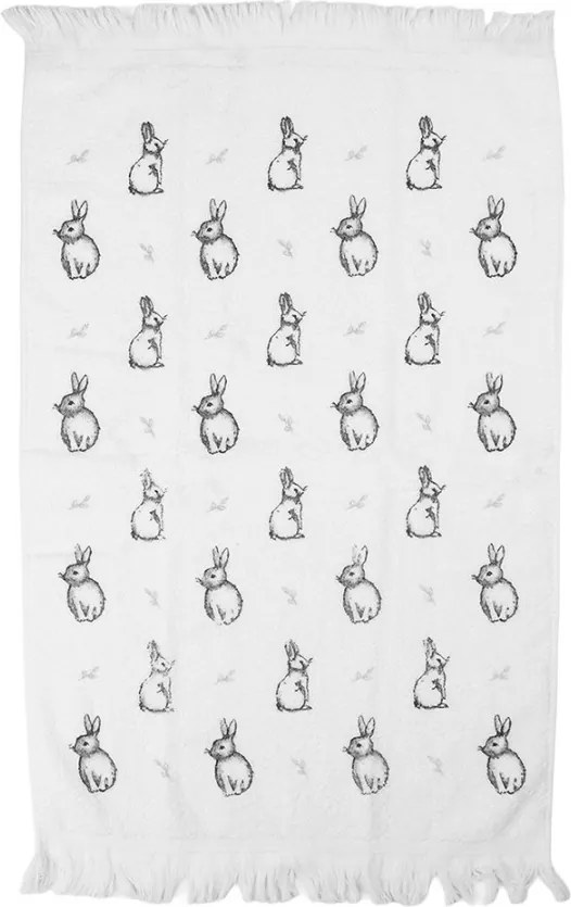 Biely froté uterák s zajačikmi Bunny Buddies - 40*66 cm