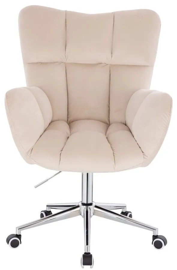 LuxuryForm DESIGN Otočné kreslo AURORA VELUR na striebornej podstave s kolieskami - krémové