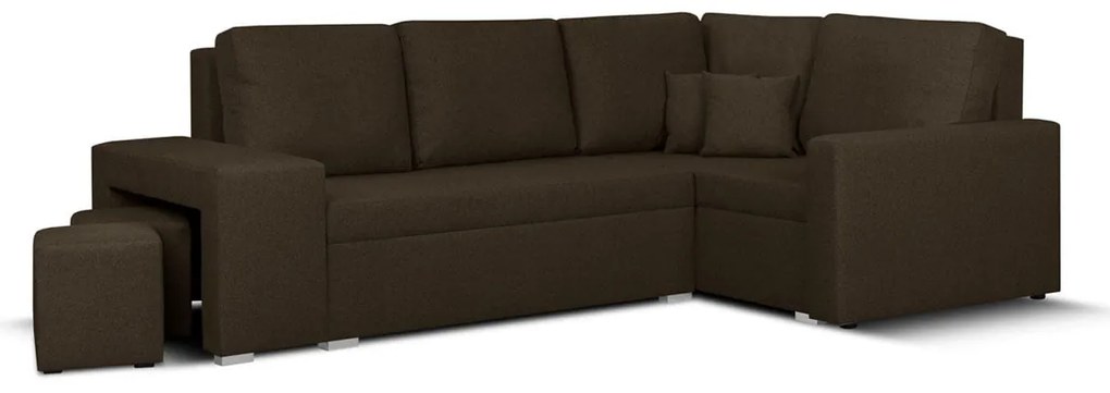 Rohová sedacia súprava s funkciou spania MODO2 s taburetkami Hnedá