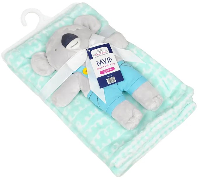 Babymatex Deka DAVID 75x100 cm - Mint s hračkou Koala