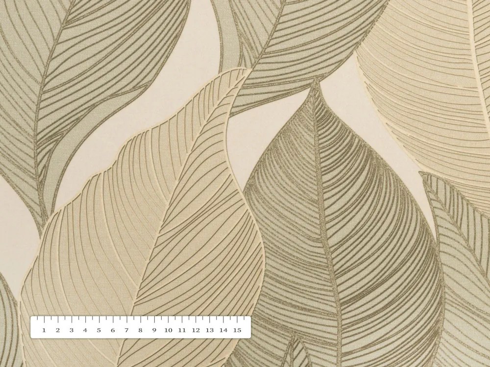 Biante Zamatový oválny obrus Tamara TMR-046 Prírodné popínavé listy na krémovom 80x120 cm
