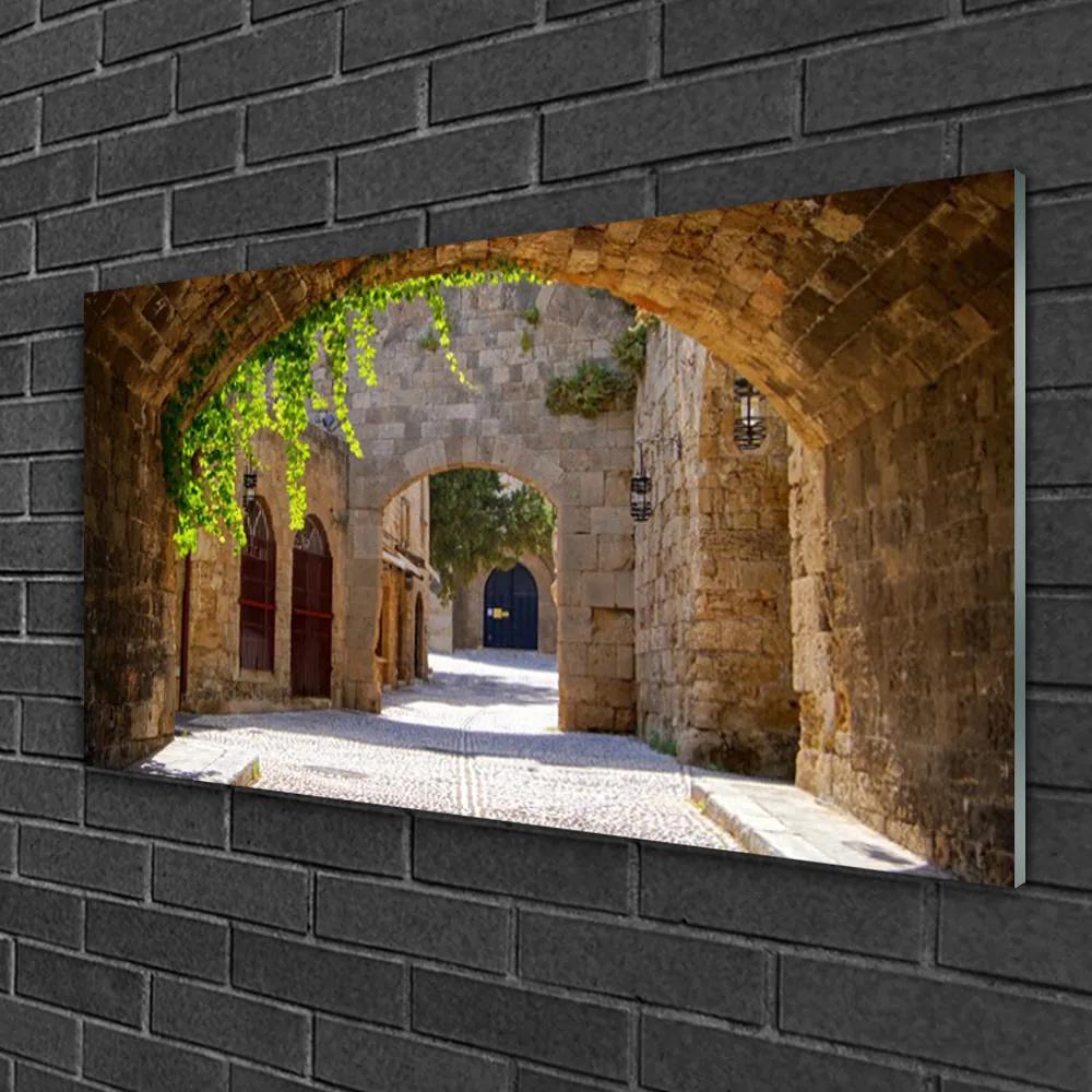 Skleneny obraz Zunel ulička architektúra 125x50 cm