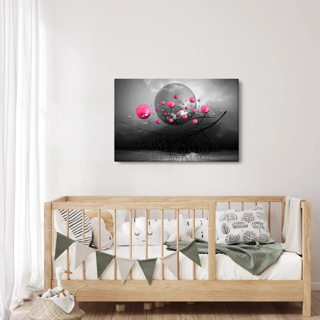 Obraz ružových abstraktných gulí (90x60 cm)