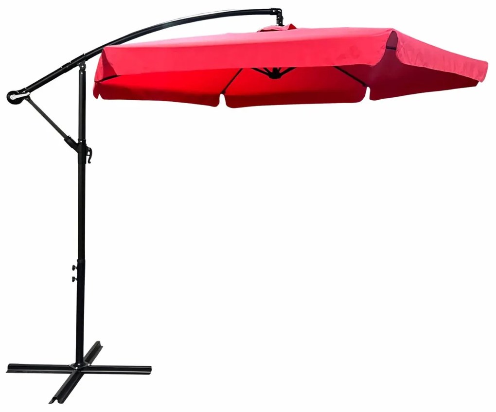 Záhradný slnečník CYNIA s bočnou nohou 300 cm červený