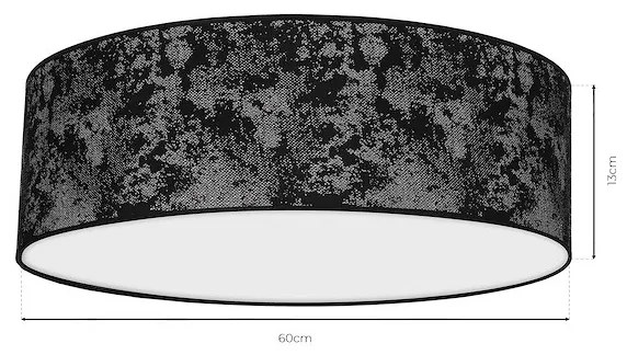 Stropné svietidlo Satino Round, 1x čierne/strieborné textilné tienidlo, (biele plexisklo), (fi 60 cm)
