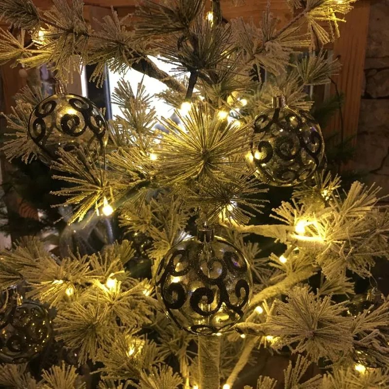 DECOLED Plastové ozdoby, prům. 7 cm, 18 ks, černá