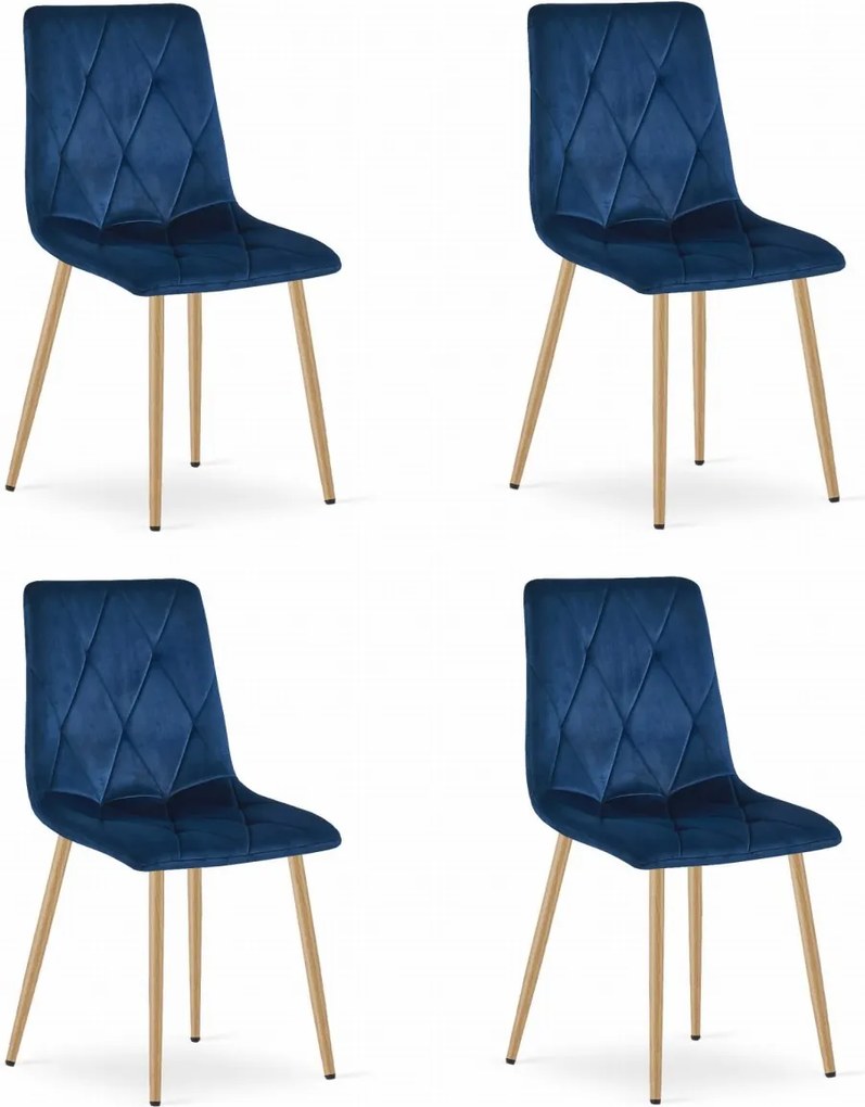 Modrá zamatová jedálenská stolička LIBRA