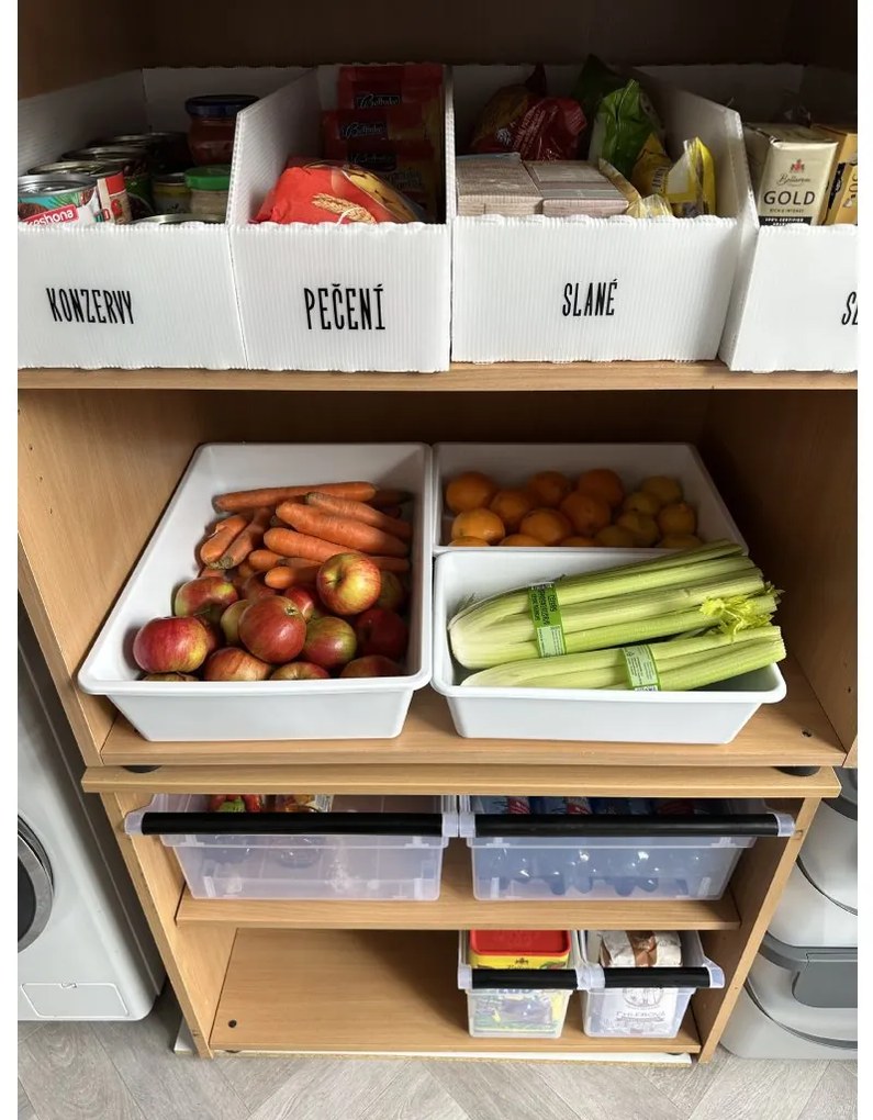 usporadejto.cz Organizér, úložný box do špajze, zásuviek TRAY – 34 x 24 x 10 cm, biela