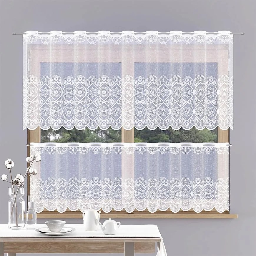 Žakarová záclona 619/D134 biely/70. Tovar na mieru