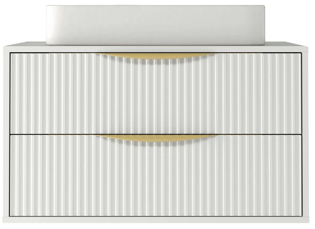 Závěsná skříňka pod umyvadlo Avila s deskou 80 cm bílá/zlatá