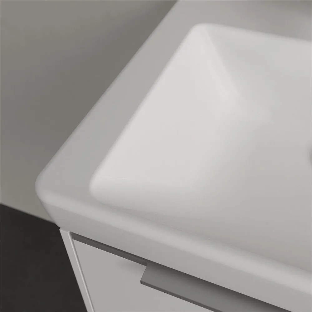 VILLEROY &amp; BOCH Subway 3.0 umývadielko na skrinku s otvorom, s prepadom, 500 x 400 mm, Stone White, s povrchom CeramicPlus, 4370FFRW