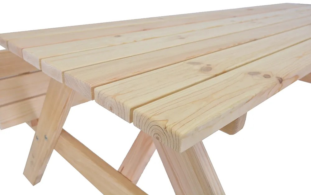 Masívny drevený pivný set so sklopnými lavicami 180 cm (prírodný)