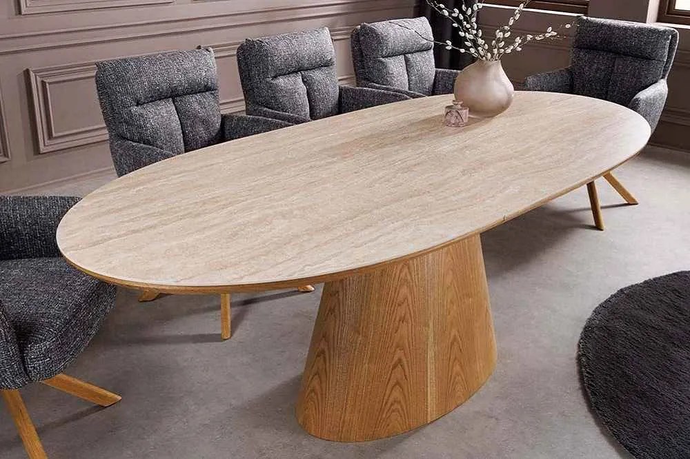 Oválny rozkladací jedálenský stôl Parthenia 160-200 cm dub - Skladom na SK