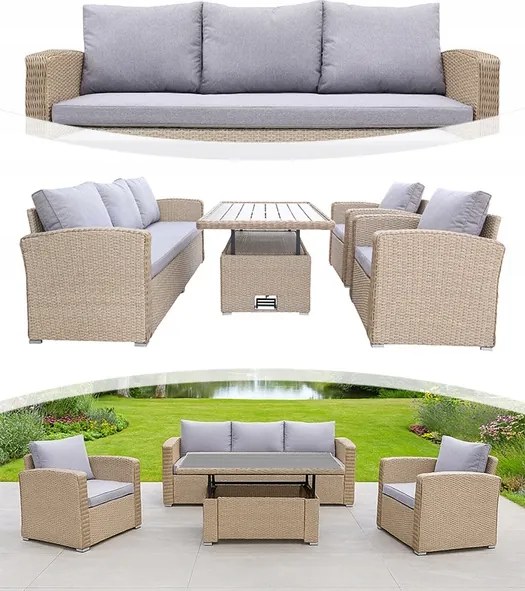 Sada Záhradného Nábytku Barletta Technorattan Odolná, Veľký Moderný Vankúš