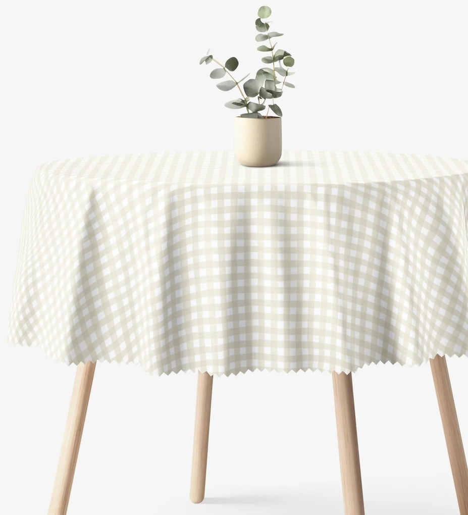 Goldea okrúhly teflónový obrus - béžové kocky Ø 160 cm