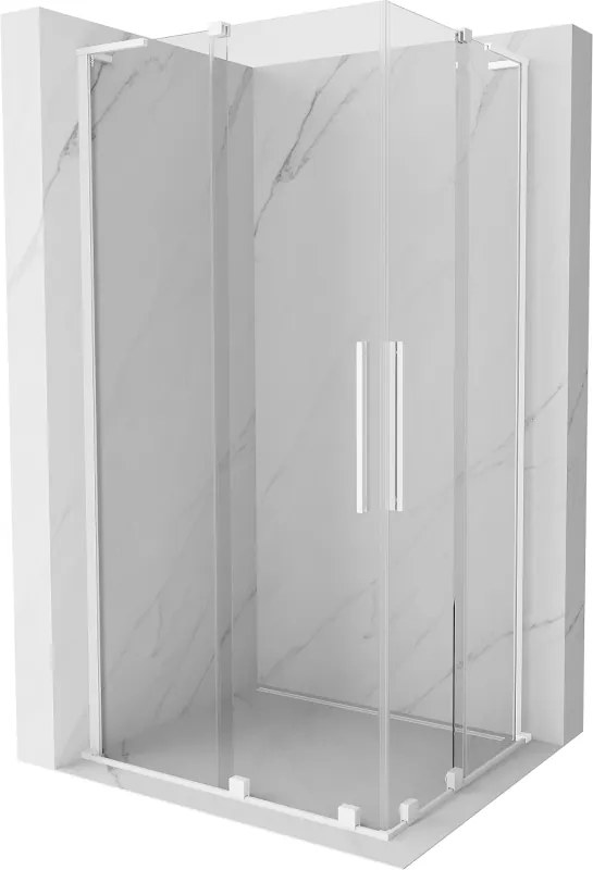 Mexen Velar L Duo, sprchový kút s posuvnými dverami 90 x 80 cm, 8mm číre sklo, biela matná, 871-090-080-02-03-20
