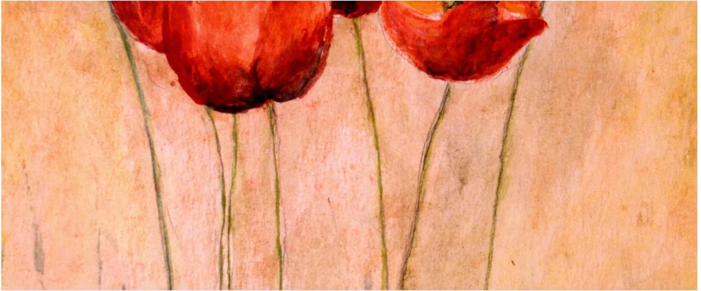 Obraz - Červené tulipány (120x50 cm)