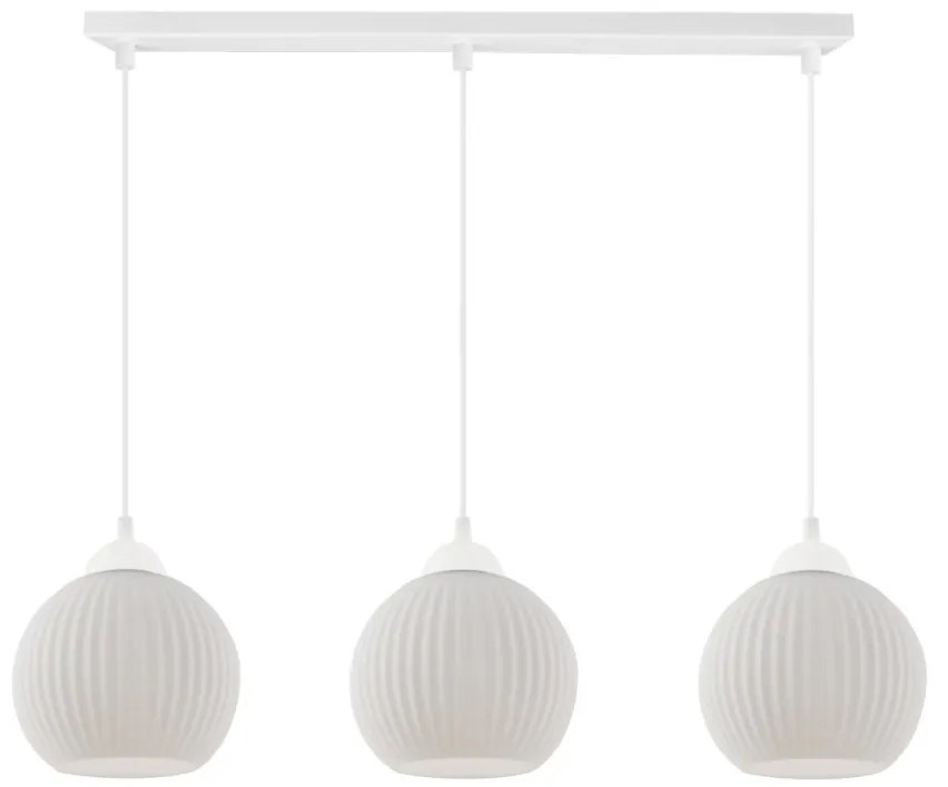 Závesné svietidlo Riffle Round, 3x biele sklenené tienidlo, w