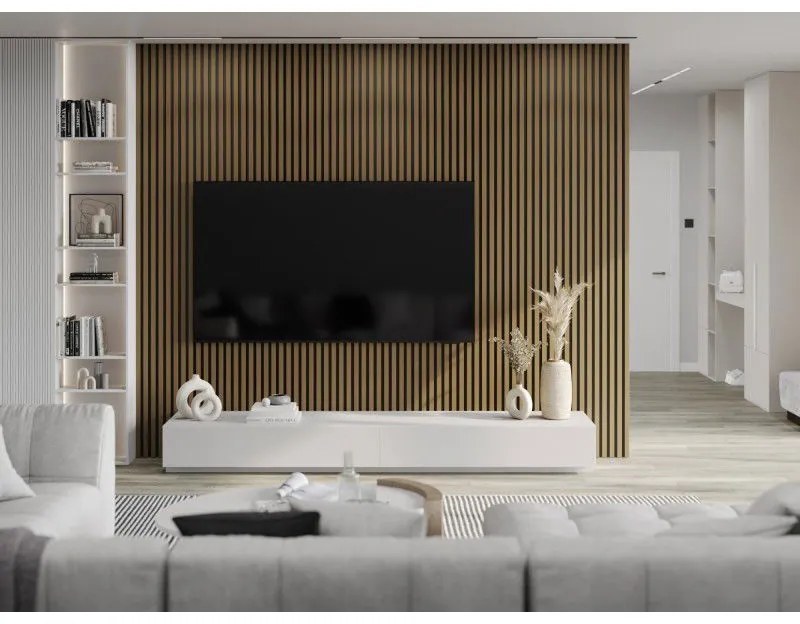 Mexen Lam-B, akustické stenové lamely 275 × 30 cm, HDF doska 4 mm, technická dyha, teak zlatistý, S100-275307-3015-014