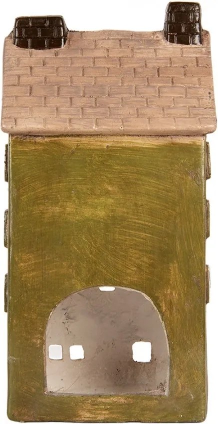 Tealight Holder House 20x17x39 Cm Green Ceramic - 20.0 cm