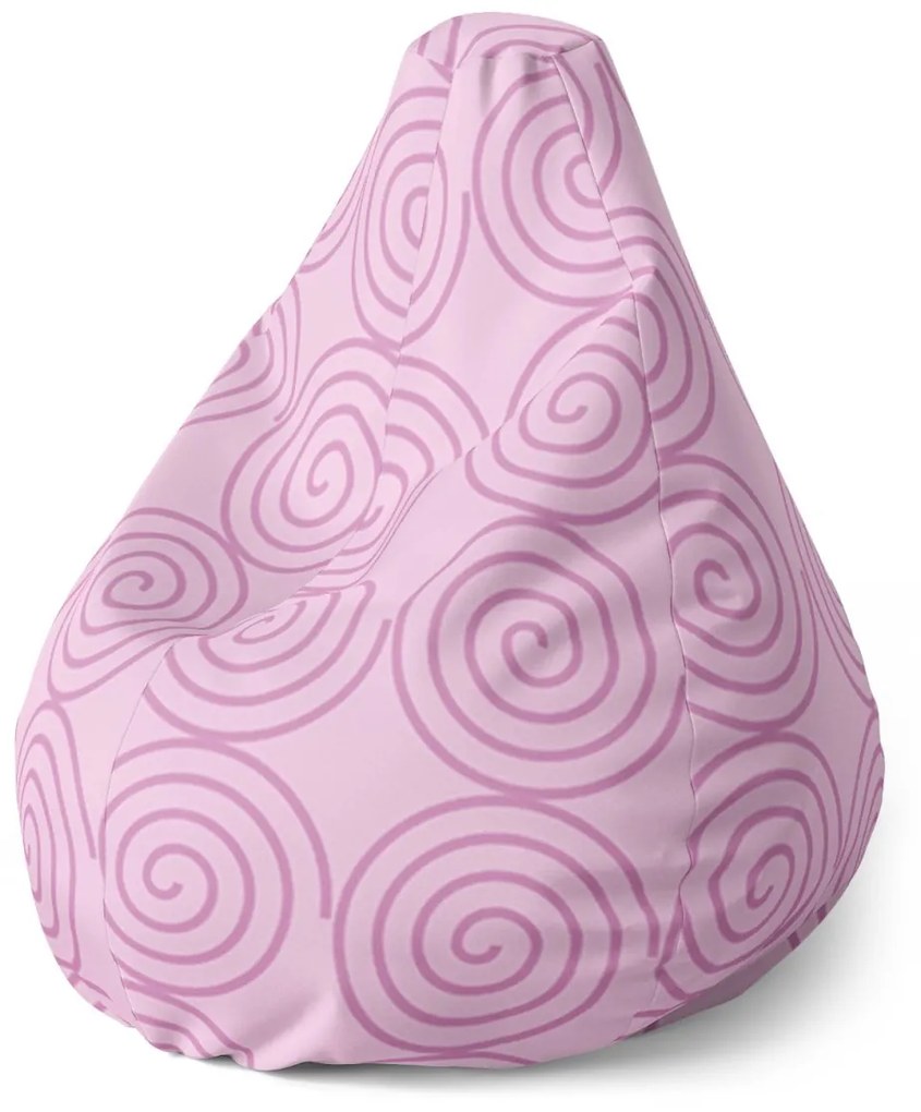 Sablio Sedací vak Pear Ružové špirály - 140 x 100 x 25 cm