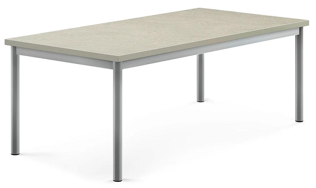 Stôl SONITUS, 1400x700x500 mm, linoleum - šedá, strieborná