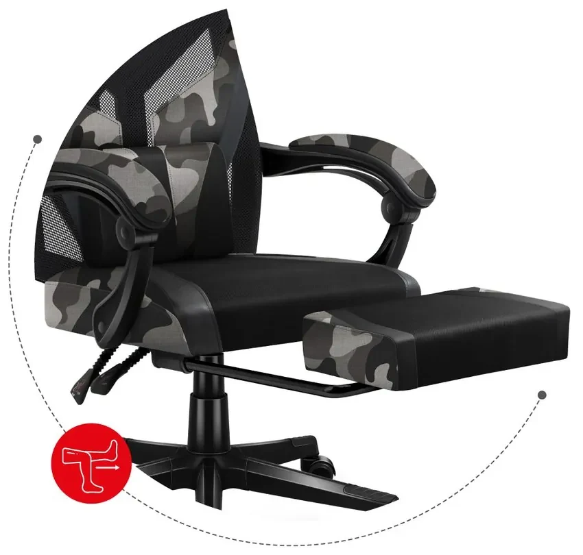 Huzaro Herné kreslo Combat 5.0 s výsuvnou podnožkou - šedá
