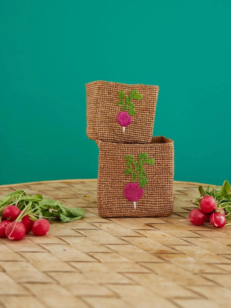 rice Úložný košík Raffia Square Tea Radish - set 2 ks