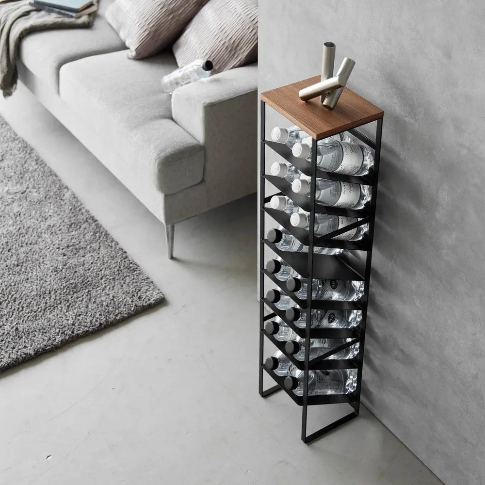 Čierny kovový regál na víno počet fliaš 16 20x88,5x19 cm Tower – YAMAZAKI