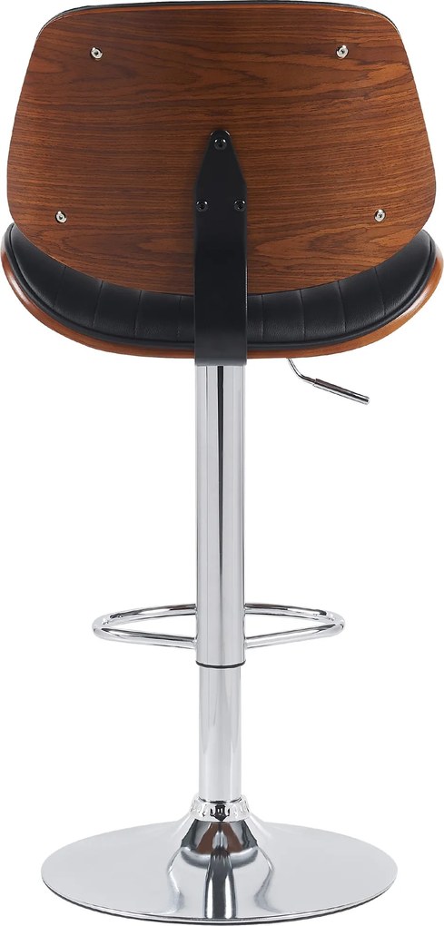 Barová stolička Clawson - koženka, chróm rám - orech/čierna