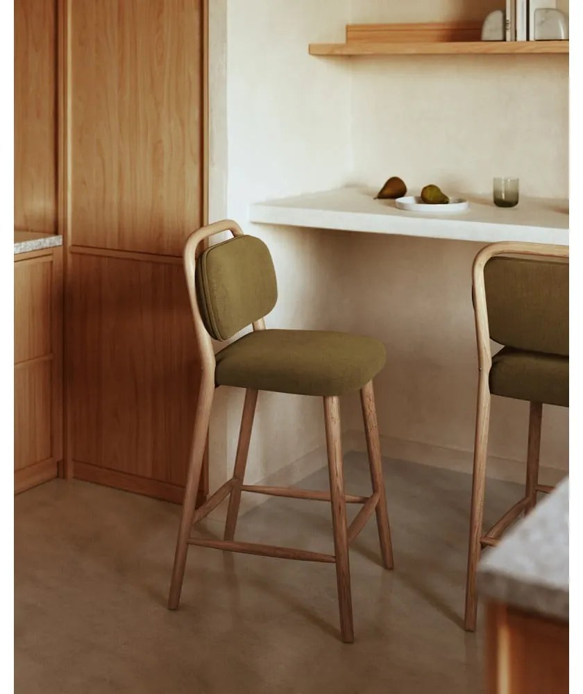 Kaki barová stolička (výška sedadla 66 cm) Helda – Kave Home